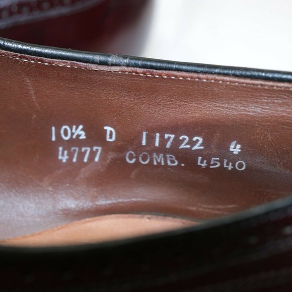 Allen Edmonds Townley Wingtip Oxford Size 10.5 D Burgundy Leather Dress Shoe - Picture 12 of 12